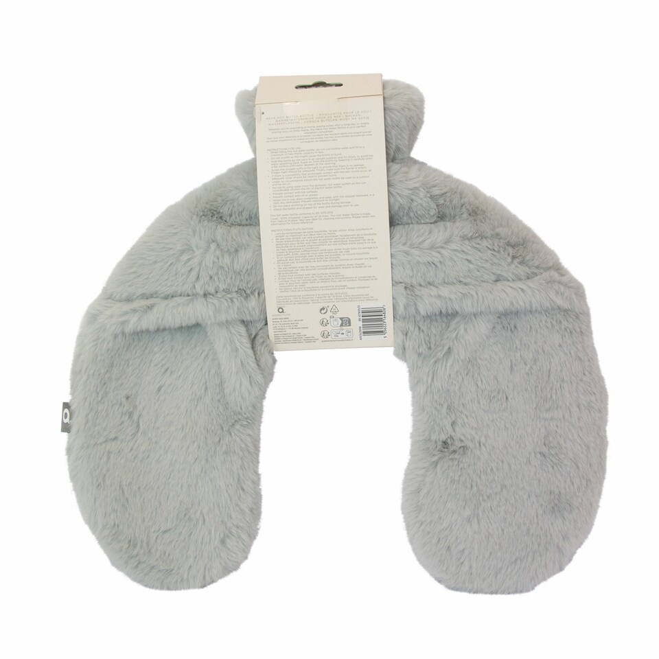 image 1 of Aroma Home Neck Hot Water Bottle Grey Faux Fur 1.8L