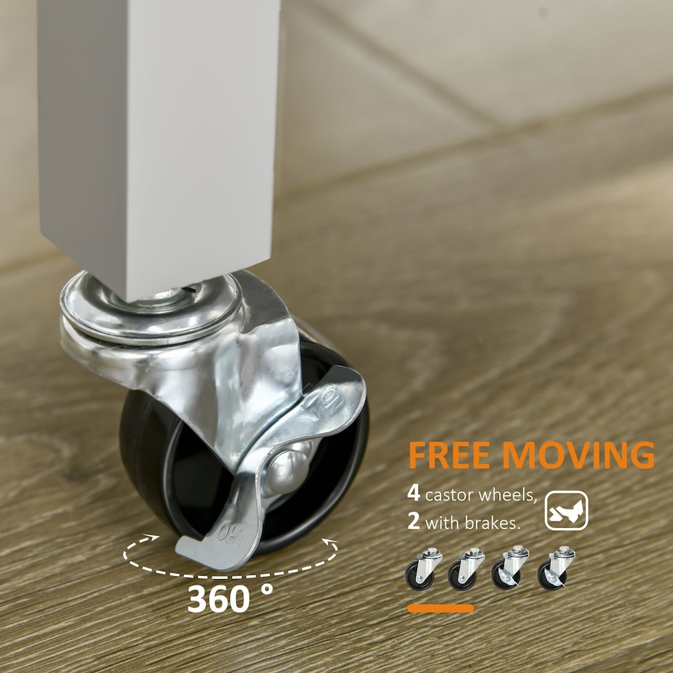 image 1 of HOMCOM Kitchen Trolley Utility Cart on Wheels with Rubberwood Worktop, Towel Rack, Storage Shelves & Drawer for Dining Room, Grey