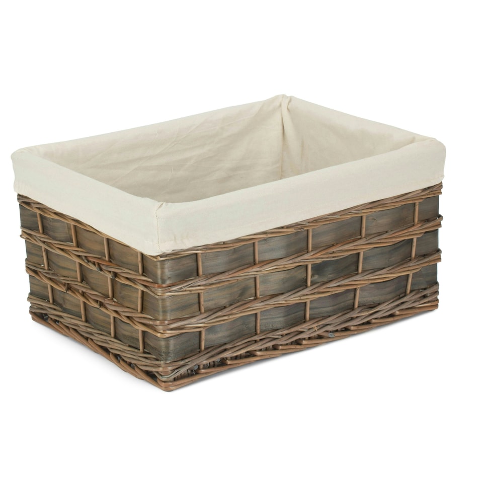 image 1 of Set of 4 Grey Scandi Storage Basket with White Lining White
