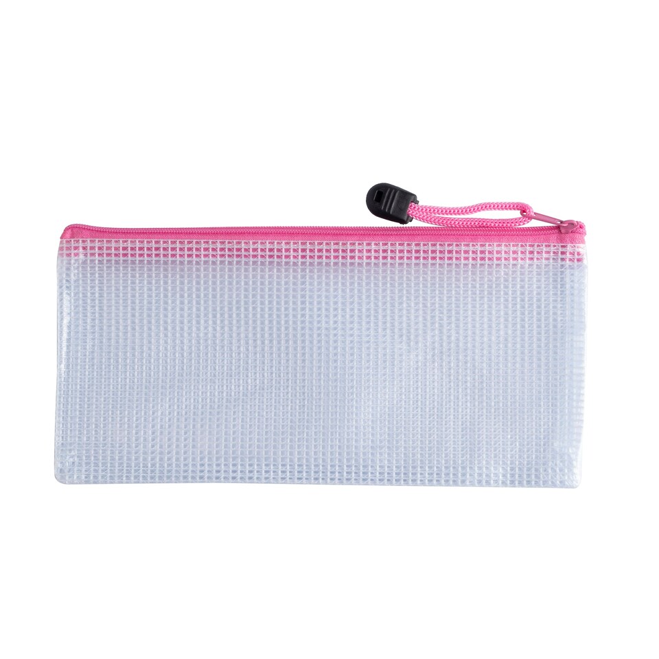 Pack of 12 DL Pink PVC Mesh Zip Bags Tesco Groceries