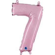 Number 7 Pastel Pink Air Fill Foil Balloon 35cm / 14 in