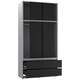 image 3 of 120cm 3 Sliding Doors Children Kids Wardrobe Bedroom Storage Closet Hanging Rail | Multi | Grey with Black Doors | 1