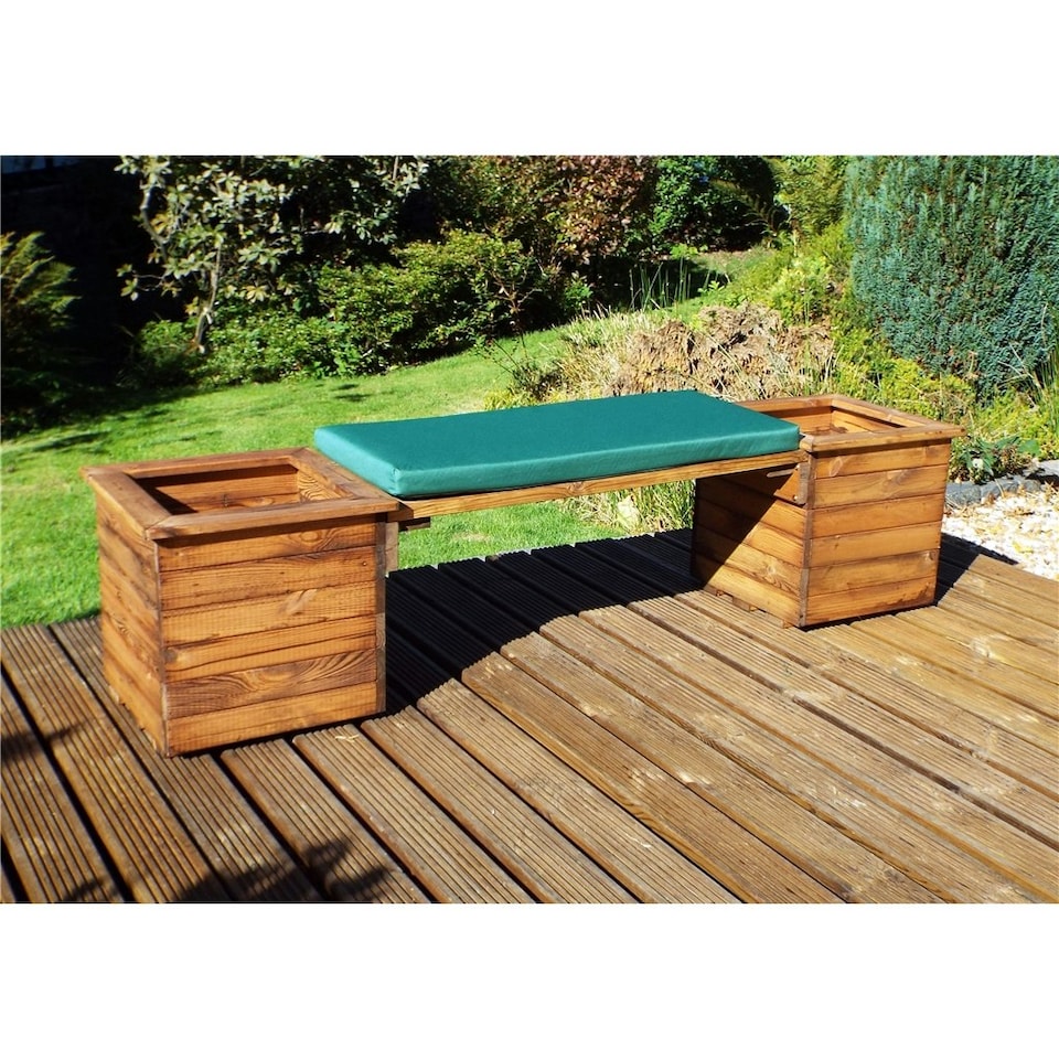 image 1 of Deluxe 2 Planter Bench With 1 x Green Bench Cushion