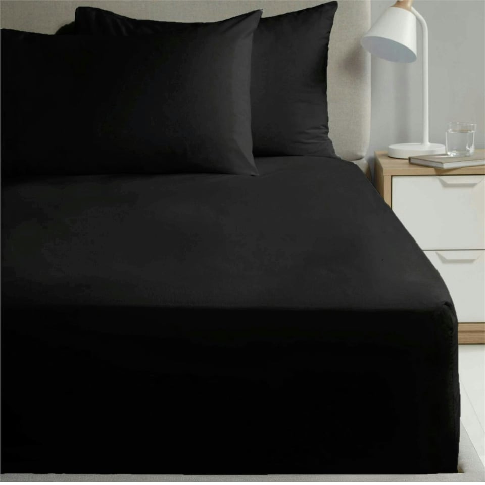 image 1 of Percale 180TC Flat Sheet - Black - Double
