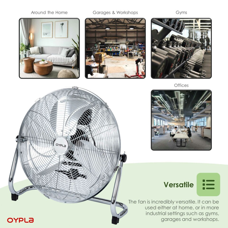 image 1 of Oypla Electrical 18" Chrome 3 Speed Free Standing Gym Fan