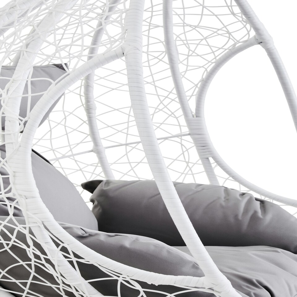 image 1 of Interiors by Premier Cut Out Sides White Hanging Chair with Round Base, Comfortable Seating Swing Chair, Easy to Clean Chair
