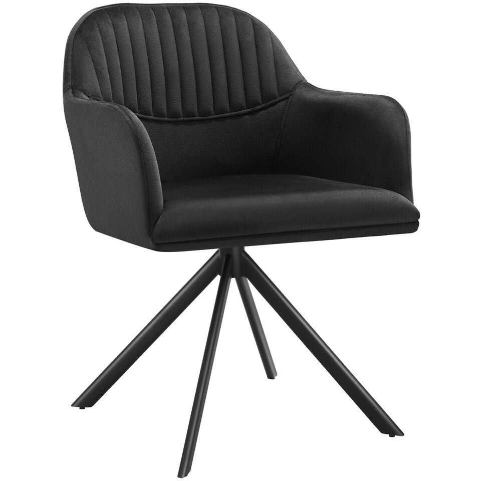 image 1 of Lounge Armchair Living Room Accent Chair 360 Swivel Slim Steel Legs Velvet Fabric | Black | black/black | 1