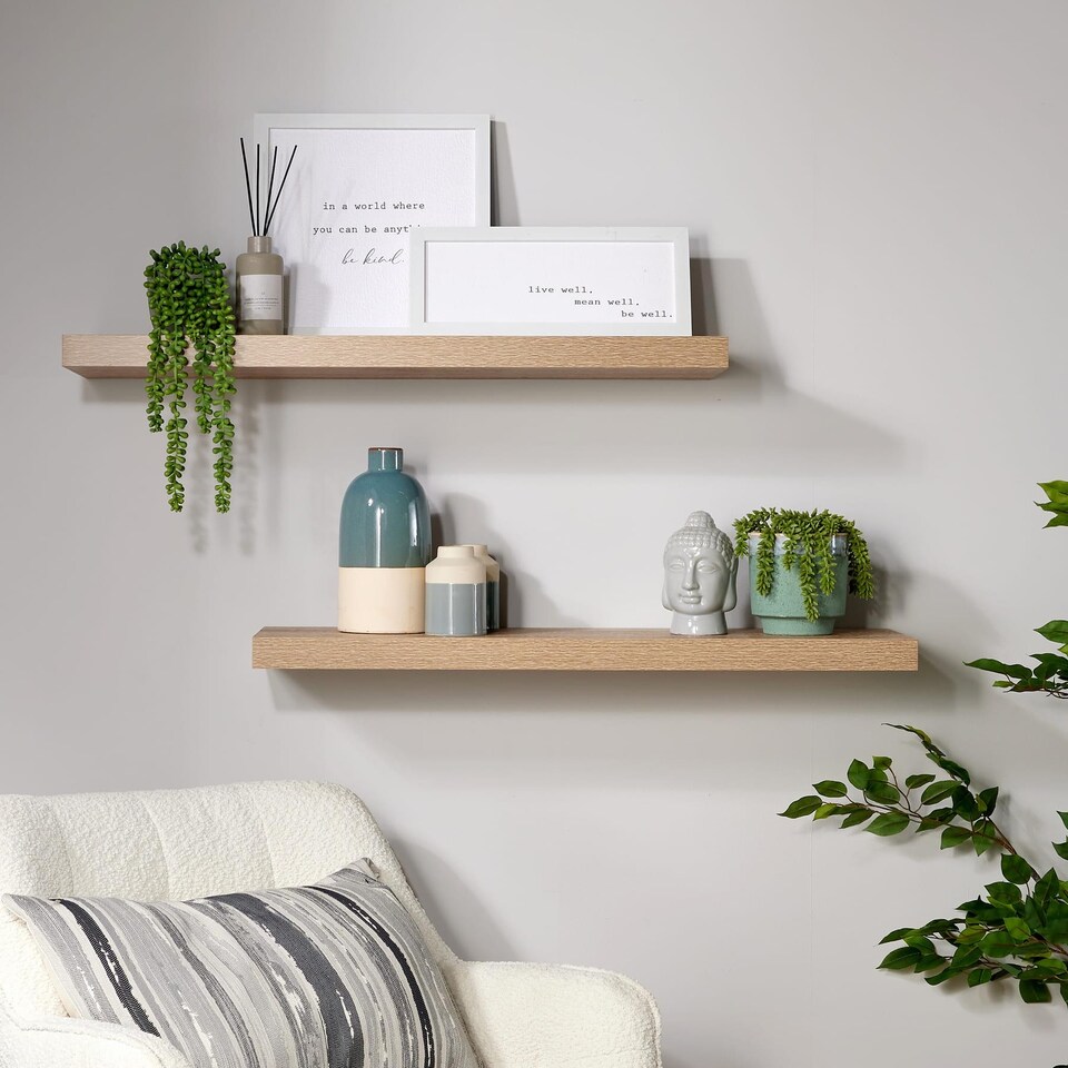 image 1 of Floating Storage Shelf Wall Mounted Wooden CD DVD Book Shelves Home Living Room | Brown