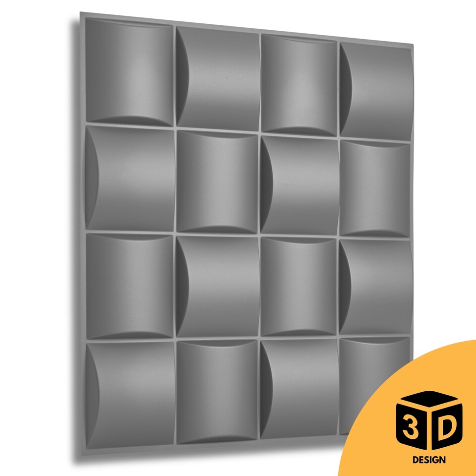 image 1 of NOVECRAFTO Lattice Effect 3D Wall Panels – 6 Sheets Covering 1.5m² | 16.15ft² Interior Cladding Set | Square Grid Design – Each Panel 50x50cm | Grey