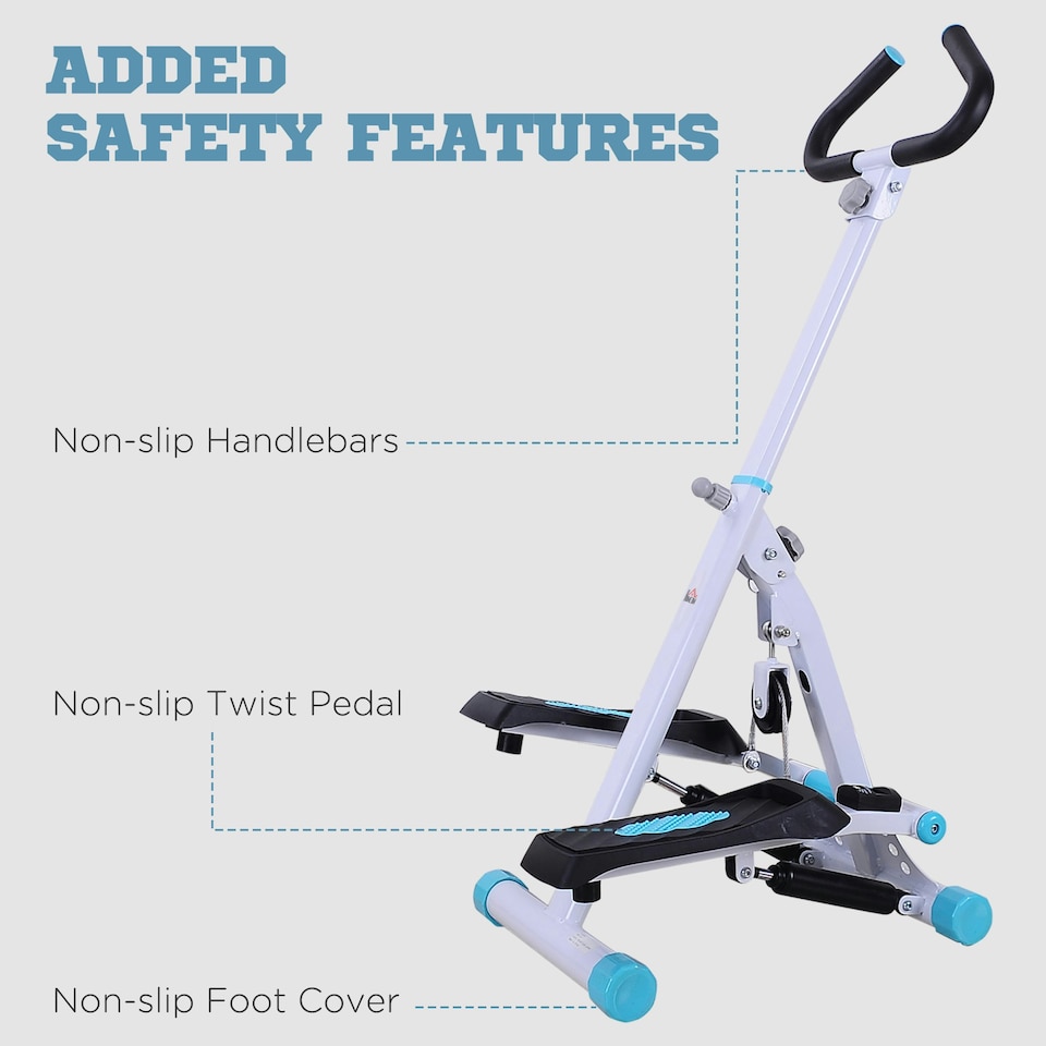 image 1 of HOMCOM Foldable Stepper Adjustable Step Machine w/ Handlebar LCD Display, White