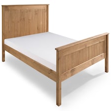 5ft King Size Waxed Pine,Wood,Wooden High Foot End,Solid Panel Bed Frame.Shaker Style | Clear | Natural Pine | King