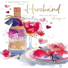 Words 'n' Wishes Traditional Husband Birthday Card, Birthday Card for Husband, Multi-Coloured 25.8 x 16.9 cms