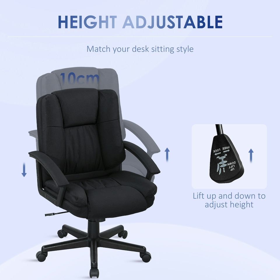 image 1 of HOMCOM Swivel Executive Office Chair Mid Back Chair w/ Arm, Black Black