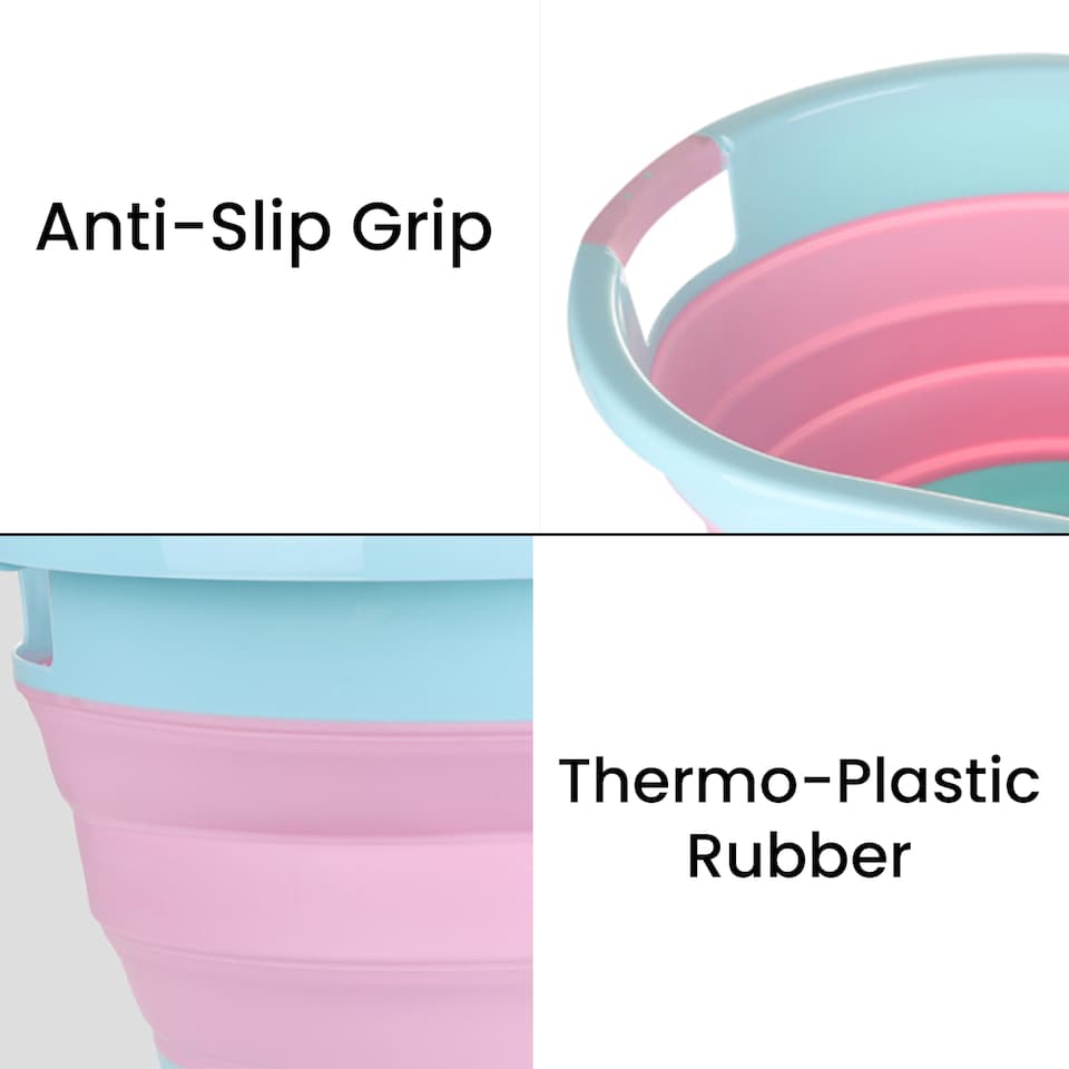 image 1 of 24L Oval Collapsible Laundry Basket, Plastic Laundry Hamper - Pink