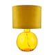 image 1 of Contemporary Ochre Ribbed Glass Table Lamp with Soft Velvet Mustard Shade | Yellow