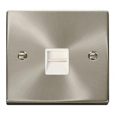 SE HOME Satin / Brushed Chrome Secondary Telephone Single Socket White | Satin Chrome
