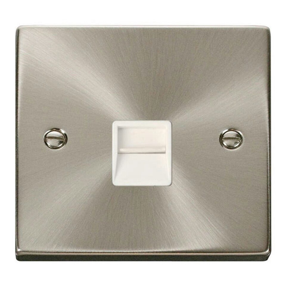 image 1 of SE HOME Satin / Brushed Chrome Secondary Telephone Single Socket White | Satin Chrome