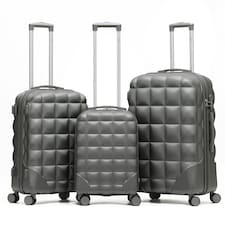 Flight Knight Bubble Suitcase Ryanair easyJet Jet2 Approved 8 Wheel Hardcase Suitcases Cabin or Medium & Large Check-in Sizes | Grey | Anthracite | Large