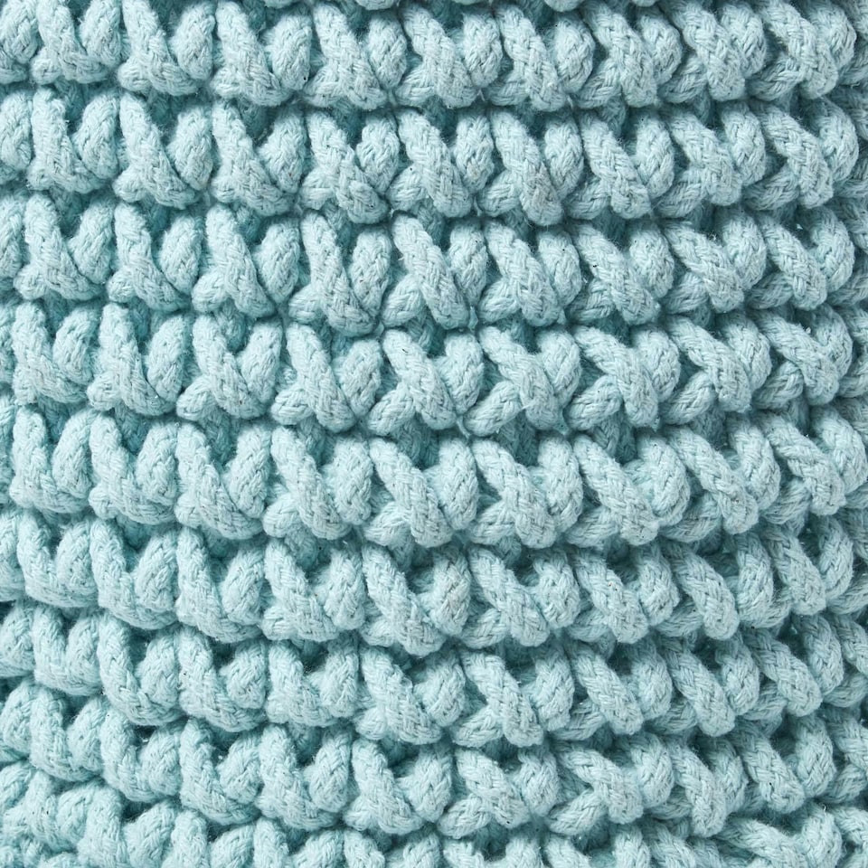 image 1 of Homescapes Pastel Blue Cotton Knitted Round Storage Basket - 42 x 37 cm | Blue | Pastel Blue