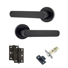 AXS Harlem Door Handles on Rose - Door Pack - Latch Door - Black