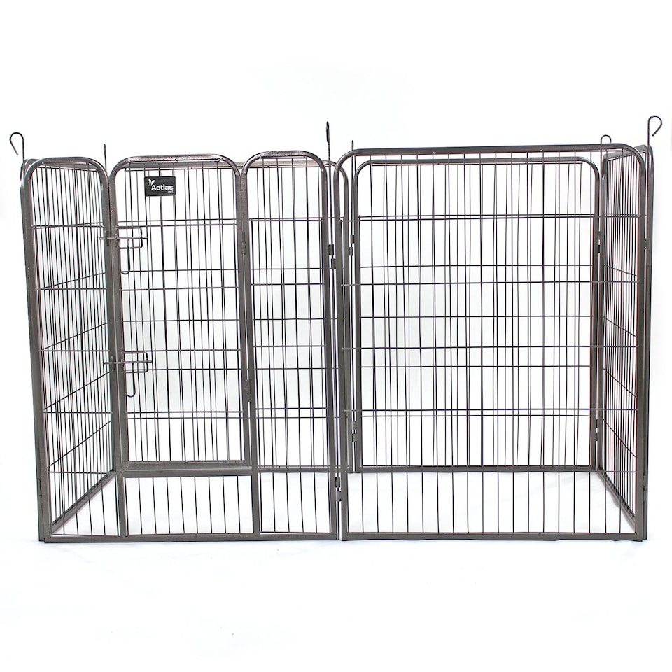 image 1 of Actiaspet - Heavy Duty Metal Pet Playpen 6 Panel Dog Run Enclosure with Door (Black, Large, 6)
