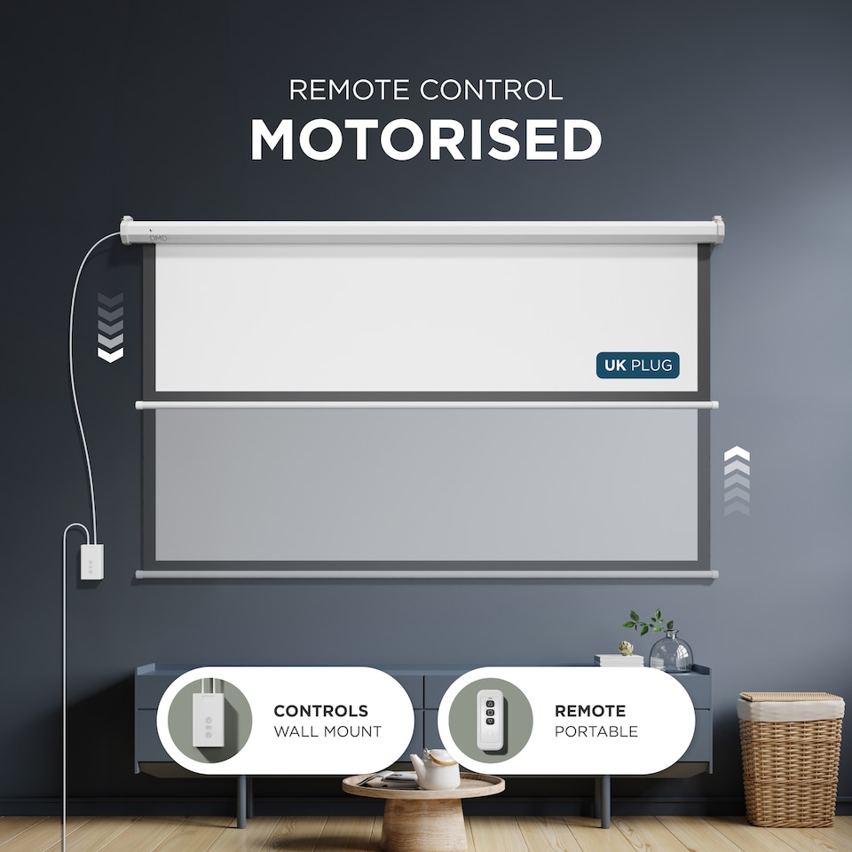 image 1 of 72" Electric Motorised Projector Screen with Remote & Wall Mount
