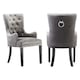 image 1 of Set of 2 Velvet Dining Chairs with Armrest, Ergonomic Scoop Knockerback & Button Tufted Wood Legs | Grey | Dark Grey