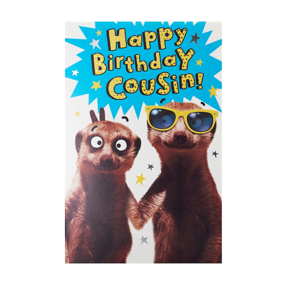 image 1 of Birthday Card for Him/Cousin | Funny Meerkat Design