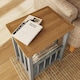 image 3 of Taberno Oak Magazine Rack Turntable Stand Dove Grey