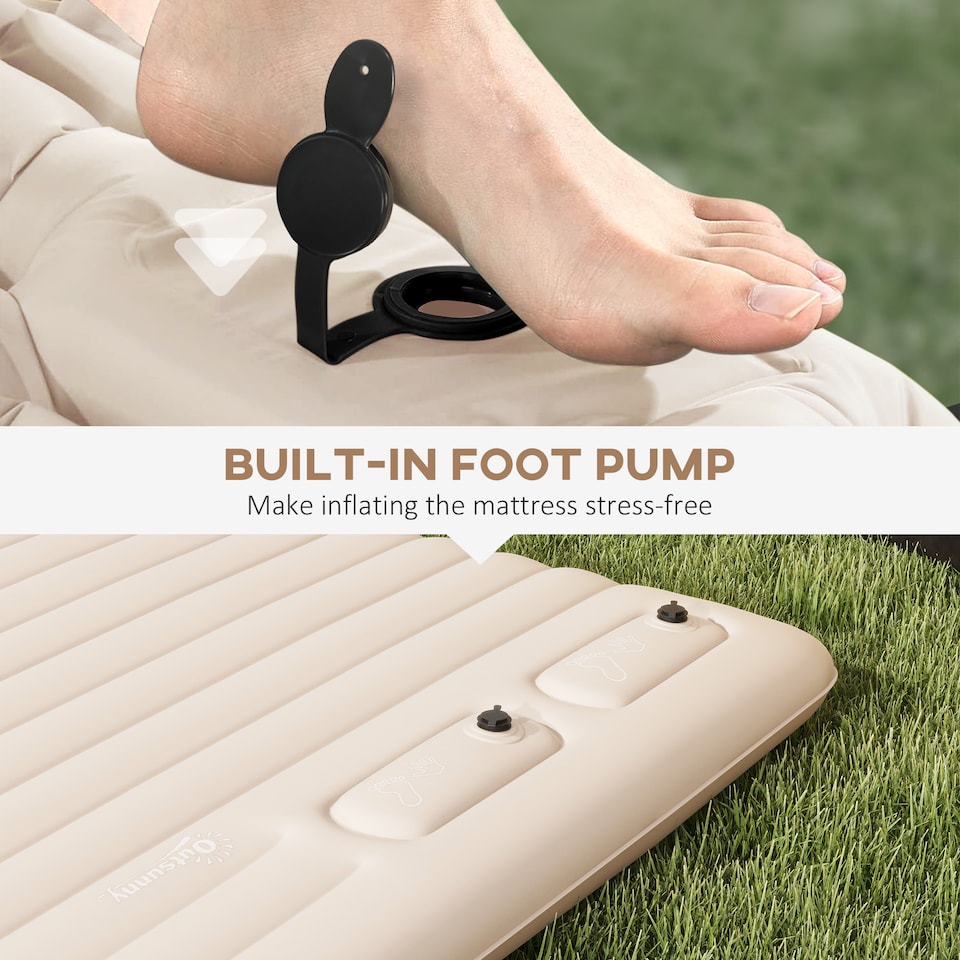 image 1 of Outsunny Double Air Bed Inflatable Mattress, 195 x 140 x 10cm, White