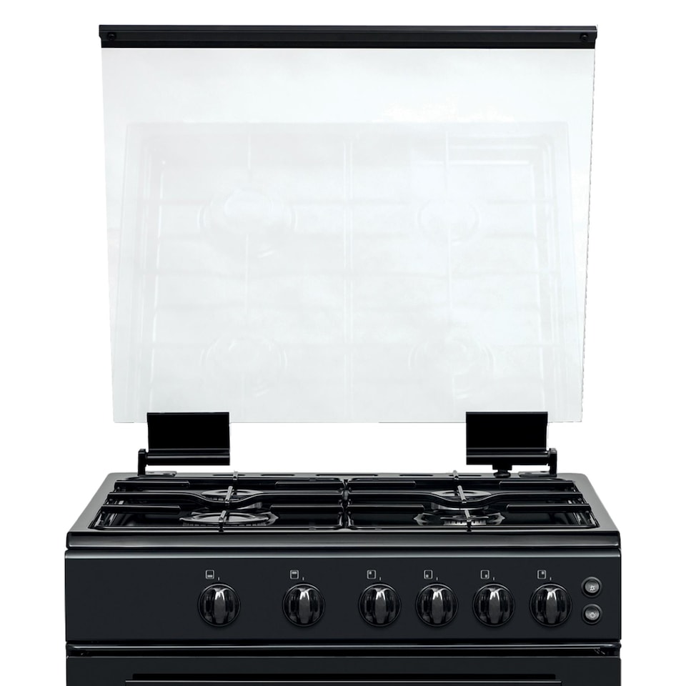 image 1 of Statesman GDL60B Double Oven Gas Cooker with Glass Lid & Closed Door Grilling, 4 Gas Burners, 60cm Wide, Black