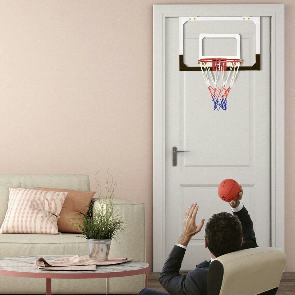 image 1 of COSTWAY Basketball Hoop Over-The-Door Basketball Backboard Red | Standard