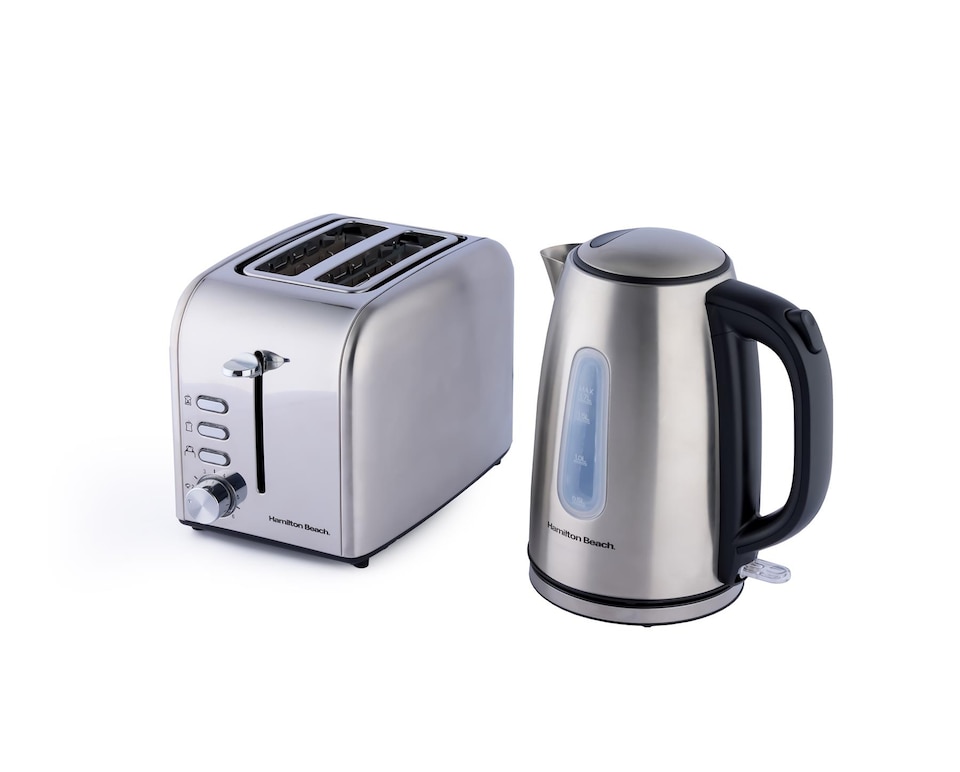 image 1 of Hamilton Beach Rise Kettle & 2 Slice Toaster Set - Brushed
