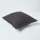 image 3 of Homescapes Cotton Rajput Ribbed Black Cushion Cover - 45 x 45 cm | Black | Black | 45 x 45 cm