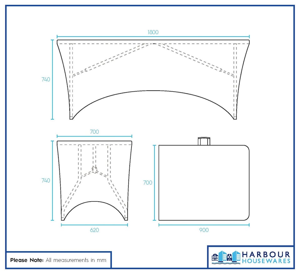 image 1 of Harbour Housewares Folding Picnic Table with Fitted Tablecloth - 180cm (6ft) - White/Black | Black | White/Black