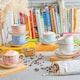 image 4 of Nicola Spring 12 Piece Hand-Printed Cappuccino Cup & Saucer Set - 250ml - 6 Colours