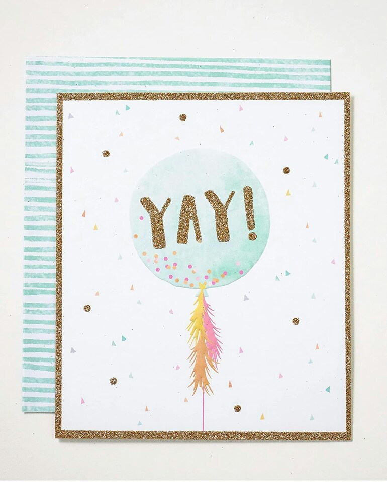 image 1 of Kindred Sherbet Glitter Balloon Well Done Congratulations Blank Card