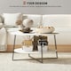 image 3 of HOMCOM Round Coffee Table with Storage Shelf and Marble Effect Top, White