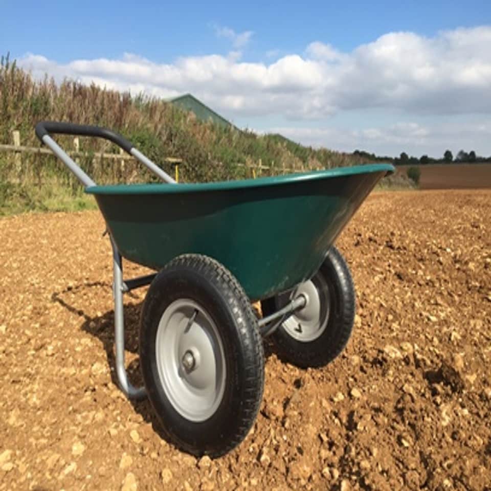 image 1 of Two Wheel Plastic Green Wheelbarrow - 75L/120kg Capacity with Puncture Proof Wheels