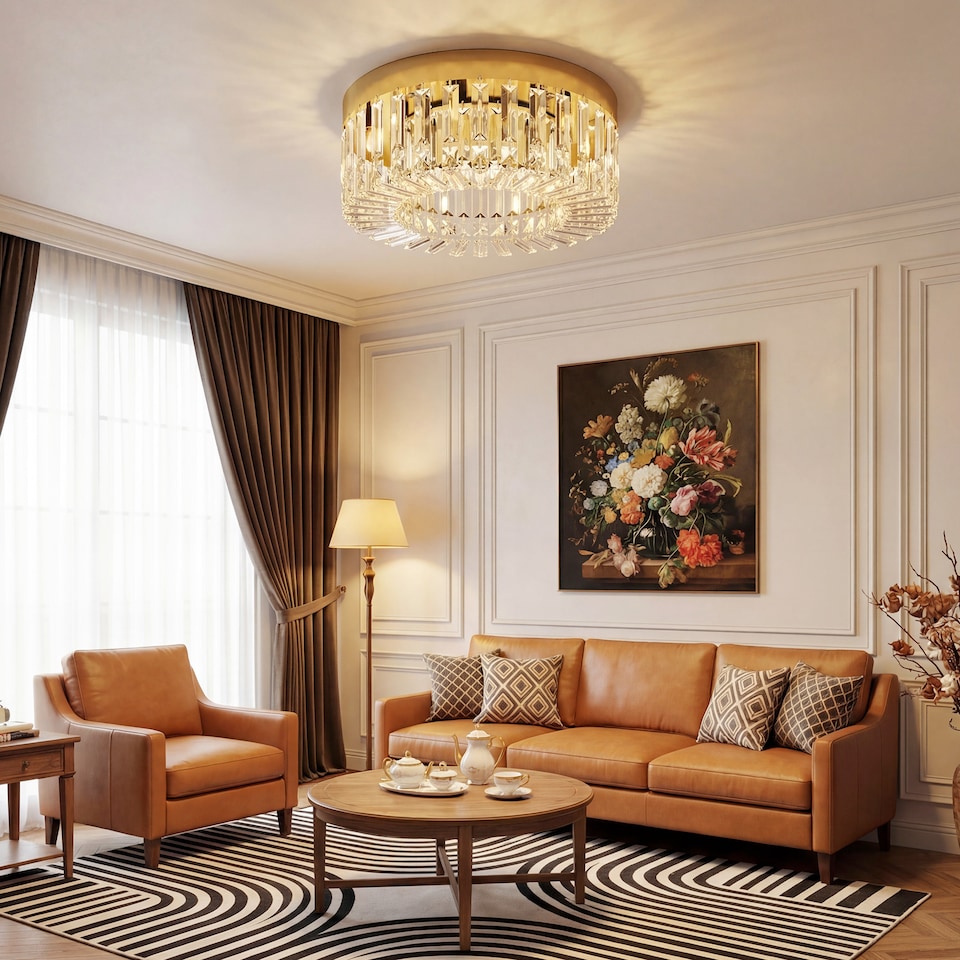 image 1 of HOMCOM Crystal Ceiling Light with 160 Crystal Pendants