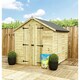 image 1 of 10 x 4 Windowless Reverse Pressure Treated Tongue And Groove Double Door Apex Shed + Low Eaves (10' x 4') / (10ft x 4ft) (10x4)