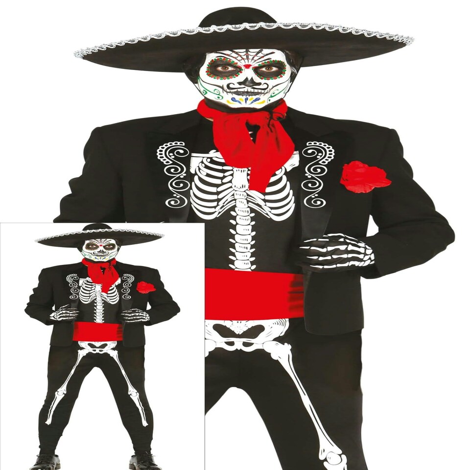 image 1 of Fancy Dress Adult Mexican Skeleton - L