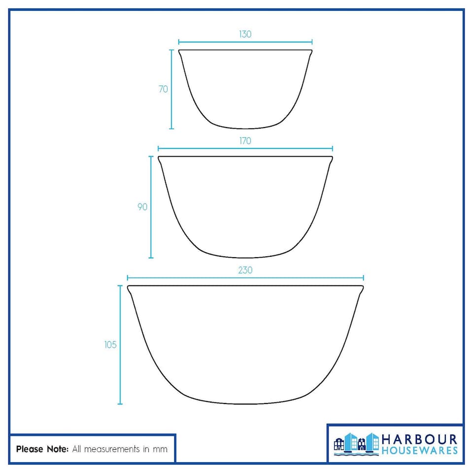 image 1 of Harbour Housewares Glass Mixing Bowl Set - 3 Sizes