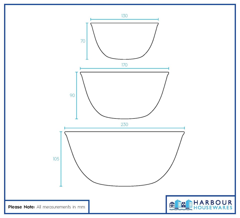 image 1 of Harbour Housewares Glass Mixing Bowl Set - 3 Sizes