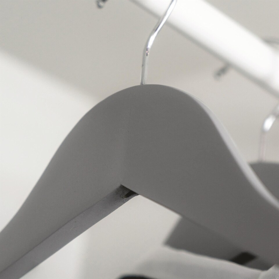 image 1 of Harbour Housewares Wooden Coat Hangers - Grey - Pack of 30