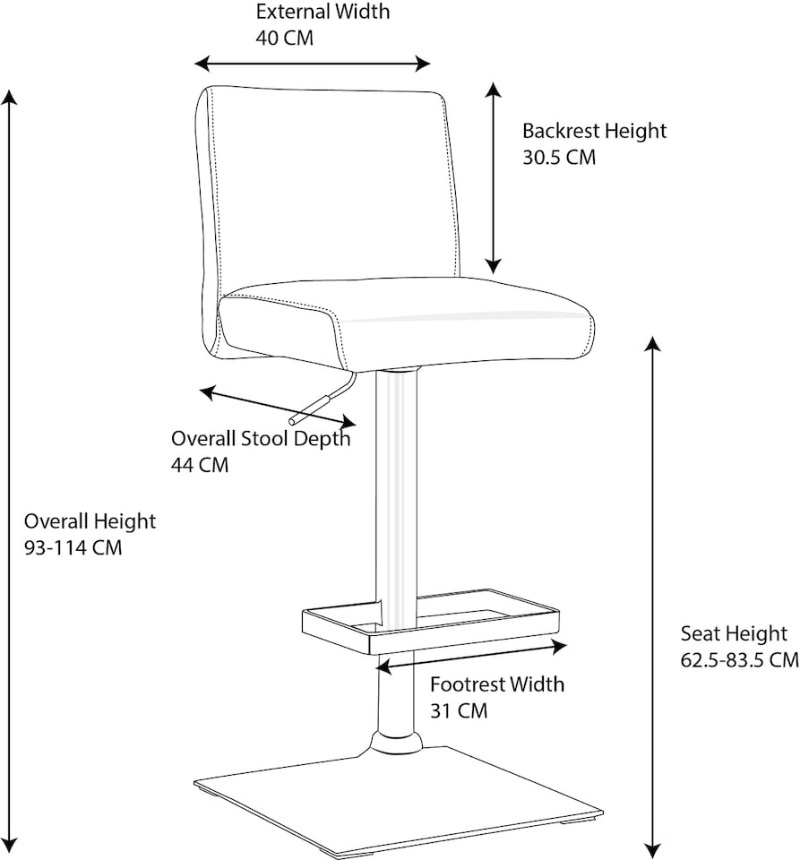 image 1 of Snella Deluxe Breakfast Bar Stool, Chrome Footrest, Height Adjustable Swivel Gas Lift, Home Bar & Kitchen Barstool, White