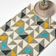 image 1 of Homescapes Copenhagen Blue, Yellow and Grey Cotton Geometric Style Scandi Printed Rug - 120 x 170 cm | Multi | White, grey, blue, yellow and black