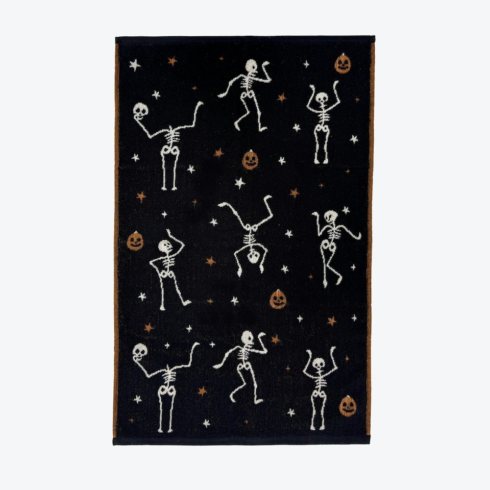 image 1 of Luxury Halloween Hand Towels Pack of 2 - 100% Cotton Spooky Tea Towels Grey | Ghosties