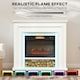 image 3 of HOMCOM Electric Fireplace with RGB LED Lights, Realistic Flame Effect & 3 Brightness Levels, 1800W Inset Electric Fire and Mantel Reach up to 30 m² Space with Remote & Timer for Living Room, White