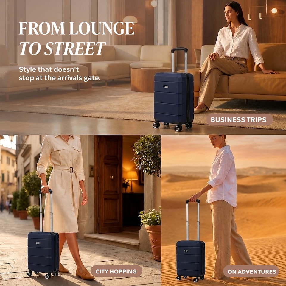 image 1 of Lugg Jetset Lightweight ABS Hard Shell Cabin Suitcase with 4 Spinner Wheels (40x30x20cm)